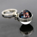Gros plan d'un porte-clés boule en verre avec motif baseball Best Big Brother et anneau - Style Chat et Lapin Best Big Brother (JY008288-8)