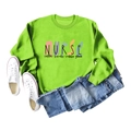 Flachbild des grünen Krankenschwester-Sweatshirts mit Coffee Scrubs Aufdruck - S / Fluoreszierendes Grün (Schwarze Grafik)