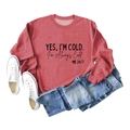 Mise à plat d'un sweat-shirt marron rouge avec slogan et d'un jean bleu plié - S / Rouge (Police Noire)