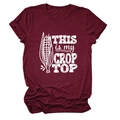 Detail of wine red crop top with white screen-printed corn design and funny text - Burgundy