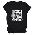 Close-up of black cotton T-shirt featuring This Is My Crop Top text and corn graphic - Black