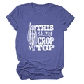 Grey purple crop top t-shirt with THIS IS MY CROP TOP print and corn graphic - Vintage Blue