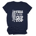Navy blue cotton T-shirt with THIS IS MY CROP TOP funny corn print for summer casual wear - Navy Blue