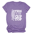 Detail of purple cotton blend T-shirt with THIS IS MY CROP TOP print and corn graphic - Purple