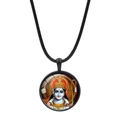 Dettaglio del dio indù Rama sotto cabochon in vetro con cordino nero alla collana - Stile Ritratto Religioso di Rama (JY00624-10)