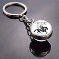Macro shot of Hittite heavy horse archer glass pendant keychain with reflective finish - Hittite Heavy Horse Archer (JY008320-11)