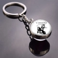 Detail of silver Roman Empire keychain featuring a glass dome with a heavy cavalry knight - Yamato Heavy Cavalry (JY008320-7)