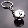 Roman Empire Legion Swordsman keychain with double-sided glass ball pendant on black surface - Choson Legion Swordsman (JY008320-1)