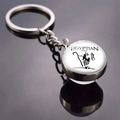 Vintage Egyptian Priest glass ball keychain with silver metal ring and double-sided pendant - Egyptian Priest (JY008320-4)