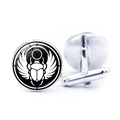 Gemelli egiziani in argento da uomo con motivo a scarabeo alato in bianco e nero - Motivo Scarabeo Alato Bianco e Nero (JY002235-2)