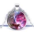 Detailed macro view of universe galaxy pendant with pink and blue nebula patterns - Magnificent Universe (JY001051-6)
