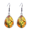 Détails de boucles d'oreilles goutte avec l'art Tournesols de Van Gogh et cadre argenté - Tournesols - Variante 2 (JY008378-12)