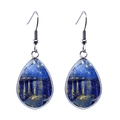 Vue détaillée de boucles d'oreilles goutte avec motif Van Gogh La Nuit Étoilée - Nuit Étoilée sur le Rhône (JY008378-10)
