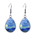 Boucles d'oreilles pendantes en forme de larme avec le motif de La Nuit Étoilée - Nuit Étoilée (JY008378-6)