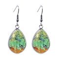 Classic Van Gogh Irises painting teardrop dangle earrings with silver metal frame - Irises (JY008378-4)