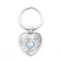 Détail du porte-clés en cœur avec ailes d'ange et message commémoratif papa - Coeur Blanc
