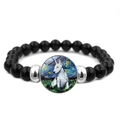 Detail van de Corgi-kralenarmband met Van Gogh Sterrennacht kunst-cabochon detailweergave - Bull Terriër (JY008395-10)