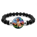 Macro-opname van elastische kralenarmband met Van Gogh Sterrennacht honden-glas cabochon - Setter (JY008395-7)