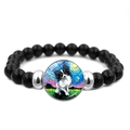 Zwarte kralenarmband in Van Gogh-stijl met een artistieke Papillon honden hanger - Vlinderhondje (JY008395-6)