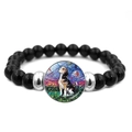 Beagle-hond armband in sterrennacht schilderstijl met elastische zwarte kralen - Beagle (JY008395-5)
