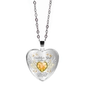 Collier cœur argenté avec pierre jaune, ailes d'ange et texte Daddy's Girl - Jaune
