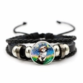 Detail van verstelbare leren armband met Van Gogh Sterrennacht Shih Tzu honden hanger - Shih Tzu Patroon (JY008391-2)
