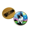 Detailed front and back view of Starry Night Corgi brooch with secure metal pin clasp - Papillon Pattern (JY008392-6)