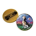 Detail view of Van Gogh Starry Night Beagle brooch with antique bronze finish back - Beagle Pattern (JY008392-5)