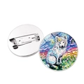 Dettaglio della spilla husky notte stellata con pittura a olio e supporto della spilla - Motivo Cane Bianco