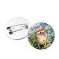 Dettaglio della spilla Husky stile Van Gogh con chiusura di sicurezza in metallo sul retro - Jy008393-9
