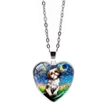 Starry Night dog heart necklace with Van Gogh style pet art pendant for women - Shih Tzu Style (JY008405-2)