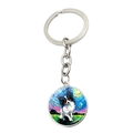 Détail d'un porte-clés rond avec chien Papillon de style Nuit étoilée de Van Gogh - Style Papillon (JY008351-6)