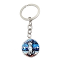 Detail eines Metallschlüsselanhängers mit Husky-Hund-Anhänger im Sternennacht-Stil - Husky-Stil (JY008351-4)