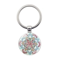 Mandala-Blumen-Schlüsselanhänger aus Legierung mit buntem Boho-Anhänger vor weißem Grund - Jy00060-11