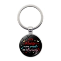 Macro detail of silver nurse keychain with creative professional text engraving - Nurse I Stab People For A Living Style (JY008426-11)