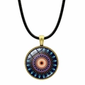 Macro shot of vintage mandala glass pendant with symmetrical blue-purple floral patterns - Blue Purple Mandala (JY00612-6)