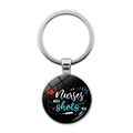 Macro detail of nurse gift keychain with medical heart and syringe graphic pendant - Jy008426-5