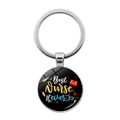 Portachiavi infermiere argento con scritta Best Nurse Ever su sfondo nero lucido - Stile Best Nurse Ever (JY008426-1)