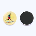 Magnetic soccer fridge magnet set with colorful football player art and crystal glass finish - 25mm