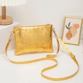 Metallic gold stone texture crossbody bag for women with minimalist crocodile pattern - Gold
