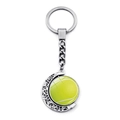 Double-sided spinning tennis ball keychain with moon-shaped hollow metal frame - Tennis Style (JY008461-10)