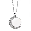 Collana con ciondolo a luna d'argento e disco rotante personalizzabile per foto e motivi - Stile Luna Svuotata Argento (ZDY0049)
