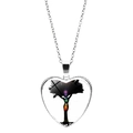 Collier cœur argenté avec pendentif chakra arbre de vie sur une chaîne délicate - Chakra de l'Arbre de Vie (XSWX5748-9)