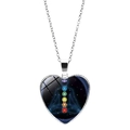 Heart-shaped pendant necklace featuring colorful seven chakra symbols on a silver chain - Colorful Chakra Symbols (XSWX5748-2)