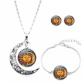 Set di gioielli sole e luna in argento con collana, bracciale e orecchini a lobo - Stile Sole Luna Stella (JY003037)
