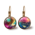 Pendientes de gancho francés con gemas de cristal de galaxia y nebulosa en color plata - Bronce Antiguo