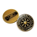 Wikinger Thorshammer Brosche mit goldenen Runen und Valknut-Symbolen auf Metall - Gold Runenkompass Stil (JY008468-2)