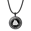 Pendentif Viking Valknut avec runes nordiques sur une chaîne en corde tressée noire - Motif Valknut Entrelacé (JY008478-9)