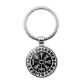 Détail du porte-clés boussole Vegvísir viking en argent avec runes et dôme en verre - Style Vegvisir Runes Fines (JY008463-8)