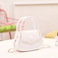 Mini white PVC jelly handbag with golden metal chain strap and rounded top handle - White